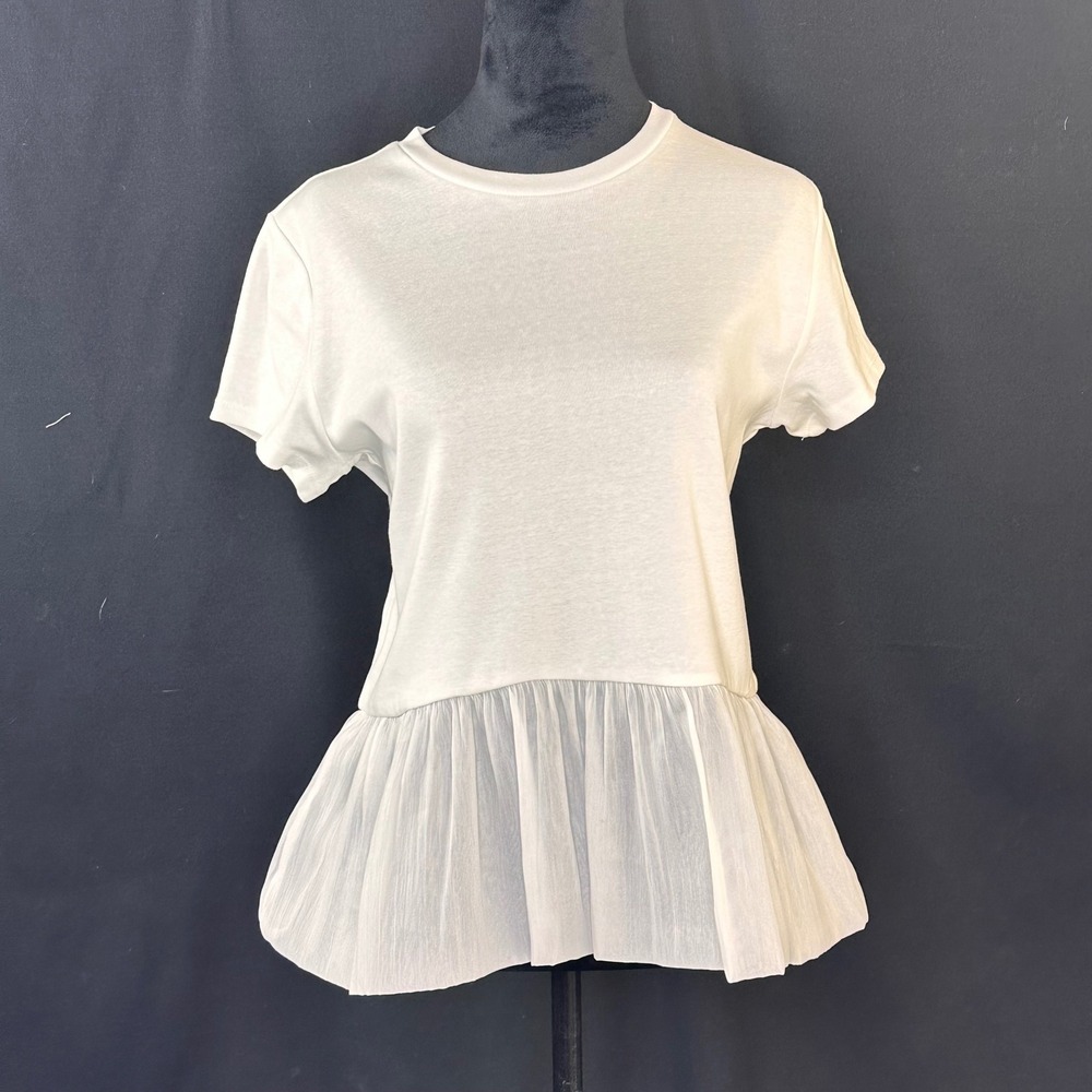 H&M Divided M Peplum Tee White Minimalist Contemporary Balletcore Mixed Media